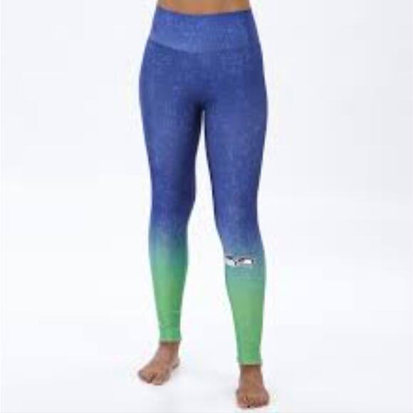 NFL Seattle Seahawks Blue Green Ombre Workout Leggings Size Small - Picture 1 of 5